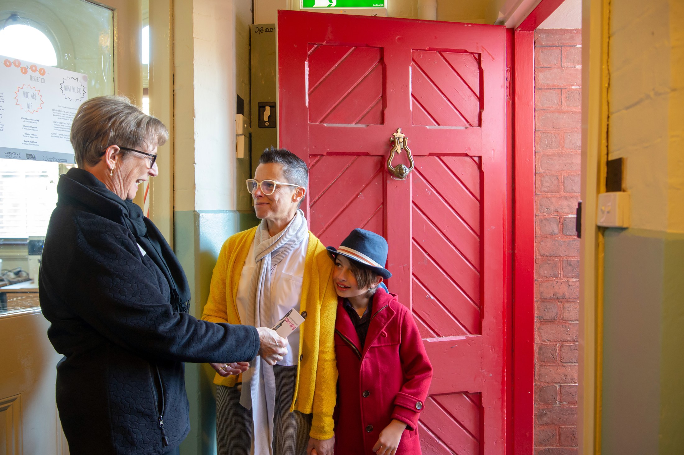 Welcoming visitors at the Engine Room · Bill Conroy