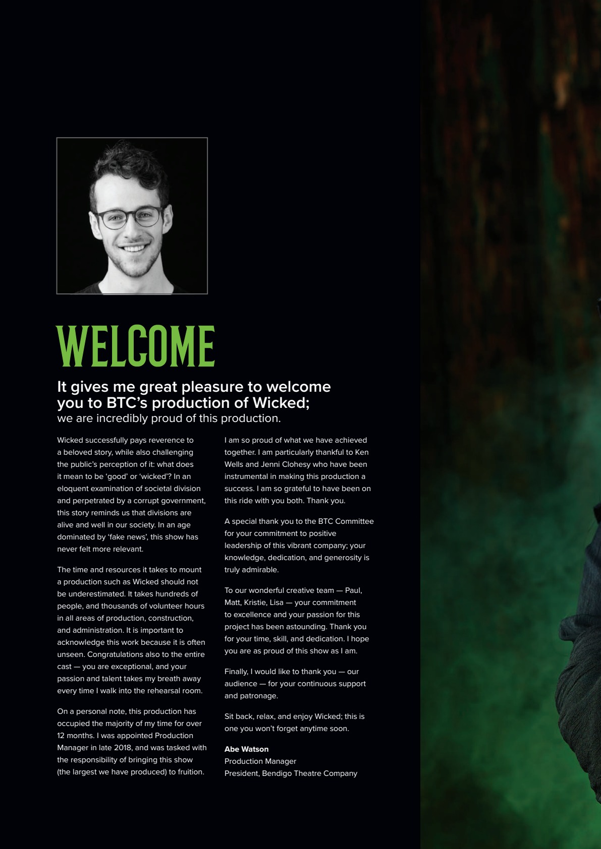 Abe Watson’s welcome message